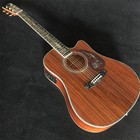 Cutaway Full Koa Acoustic Electric Guitar Solid Top Mahogany Neck Gold Hardware