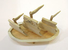 Vintage Solid Wood Pirate Ship Small 7  Toy Model Boat Skull Cross Swords Sails