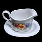 Vintage Corelle Gravy Boat   Drip Plate Stoneware Pansy Corelle Coordinates