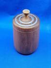 Vtg Hand Turned Wood Small Primitive Lidded Trinket Storage Box Metal Inlay 4 