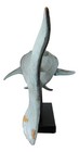 Large Nautical Marine Whale Shark Faux Wood Sculpture On Black Stand 37  Long