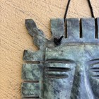 Vintage Carved Green Stone Tribal Face Mask Wall Hanging Aztec Mayan Style