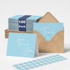100 Pack Thank You Cards With Envelopes Bulk Set   Stickers - 4x6 Inch Blank    