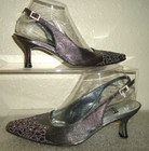 Stuart Weitzman Silver Pump Fabric   Crystal Embellishments  Size-7 5b