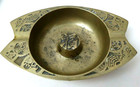 Heavy Weight Solid Brass Asian Theme Ashtray Antique Brass 5 5 