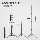 Impact Pro 10 8ft Aluminum Photography Light Stand Tripod 3 Risers 20lb Capacity