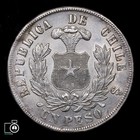 Chile  1 Peso 1886  High Grade  Silver Crown Coin