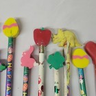 Unsharpened Vtg  90 s Pencils colorful Unused Pencil Top Erasers Set Of 13 Theme