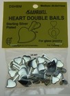 New Sealed 25 Pack Aanraku Medium Silver Plated Heart Double Pendant Bails