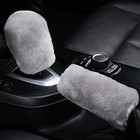 Fluffy Natural Fur Sheepskin Car Gear Shift Handle Level Stick Knob Misty Gray