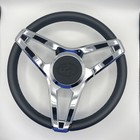 Cobalt Boat Steering Wheel Plastic Spoke Leather Stitched Rim   Cobalt Logo