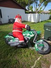 Inflatable 9 Foot Long Santa On Motorcycle Gemmy In Box Works Great Free Shippin