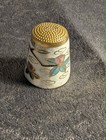 Cloisonne Thimble Bird Flowers Floral Metal   Enamel Collectible Sewing Vintage