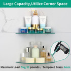 2-pack Glass Corner Shower Shelves With Aluminium Brackets  9 5 X 9 5 Tempered G