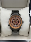 Akribos Xxiv World Timer Gmt Orange Dial Stainless Steel Watch 41mm   Ak1021