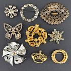 Lot Of 9 Vintage Rhinestone Brooches - Quality Artisan Wearable Mixed Colors