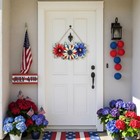 4th Of July Decorations For Front Door Patriotic Floral Wreath Hanging Decoratio