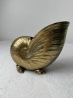 Vintage Mid Century Brass Nautilus Shell Flower Planter 7x7