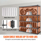 Storage Shelving Unit Garage Storage Rack 5-tier Adjustable 2000 Lbs Load