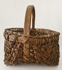 Antique Primitive Gathering Basket Woven Wood Splint Oak Farmhouse Rustic Market