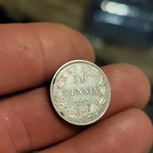 1895 Finland 50 Penni   Silver Coin Russian Imperial Eagle Design