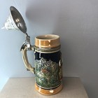 German Beer Stein With Pewter Lid  Made In West Germany  Beautiful Stein