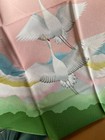Japanese Vintage Furoshiki Wrapping Cloth Scarf Tapestry Crane Pink White Retro