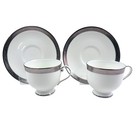Mikasa Crown Jewel Platinum Cup   Saucer Set Of 2 New