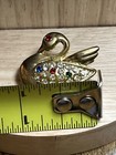 Vintage 1    Swan Brooch Pin With Rhinestones Goldtone