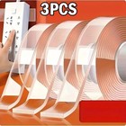 3pcs Nano Tape Double Sided Heavy Duty Reusable Adhesive Stick Transparent Tape