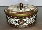 Vintage Round Embossed Daher English Tin  Brown Gold Scroll Canister Tin