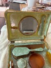 Celluloid Art Deco Dark Green Vanity Set Beautiful With Case
