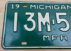 Rare Vtg Original 1963 Michigan Mfr  manufacturer  License Plate Tag   13m-598