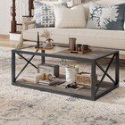 Rustic Wood    Tempered Glass Coffee Table Industrial Modern For Living Room Use