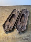 Vintage Victorian Ornate Cast Bronze 9 5   x 3   Tall Door Pocket Door Pulls