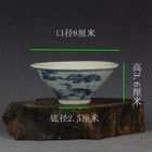 3 2 Inch Blue And White Porcelain Small Bowl Antique Chinese Deer Crane Teacup