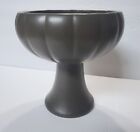 Vintage Mccoy Pottery Floraline Ribbed Dark Gray Pedestal Vase Art Deco Planter