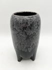 Vintage Mid Century Modern Black Drip Glaze Pottery Vase Planter Atomic