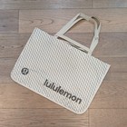 Lululemon Extra Large Xl Reusable Shopping Tote Bag Yoga      Tan White      New    