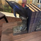 Vintage Bronze Dolphin Bookends Pair Coastal Ocean Nautical Metal Book Ends