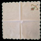 Vtg Set 8 Embroidered Linen Napkins Floral Cross-stitch Scalloped Edge 15 5 