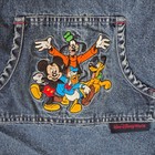 Walt Disney World Kids Vintage Denim Hooded Jumper Dress Mickey Goofy Xs 4 5