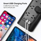 10 Outlet Surge Protector Power Strip With 4 Usb Charging Port Black
