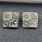 Set Of 2 Victorian Mourning Era Black Glass Buttons Square Steel Cut Read