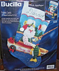 Bucilla Vintage Fishing Santa Felt Christmas Stocking Kit-83658 Sterilized New