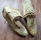 Antique Edwardian Boots Victorian 1900s Ladies Lace Up Cream Leather