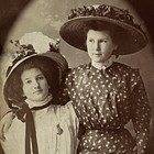 Antique vintage Photo Booth Photograph Beautiful Young Women Affectionate Hat