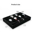 Xhmqyc Jewelry Watch Tray Black Velvet Watch Jewelry Organizer 12 Grid
