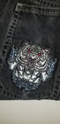 Jnco Jeans Boys Tribals Vtg 90s Black Denim Skater Baggy W white Tiger Rare Sz 8