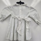 Polly Flinders Vintage Toddler Dress 2t Polka Dot Hand Smocked Dress Green White